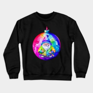 Rainbow Gnome on a Christmas Bauble Crewneck Sweatshirt